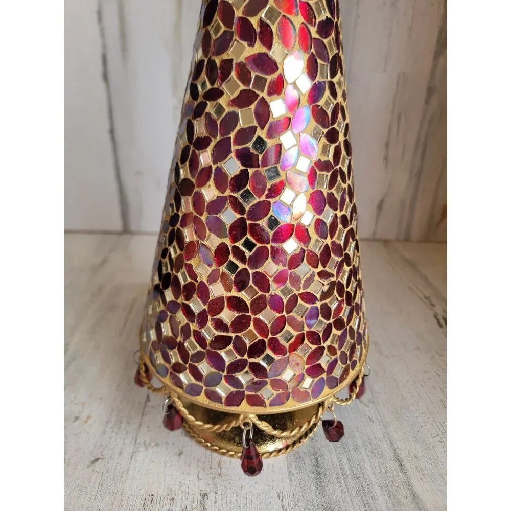 Pier 1 tree Mosaic red Christmas tree star Xmas metal‎ decor